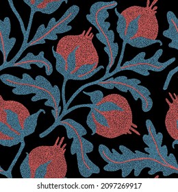 Patrón transparente bordado. Ramas aisladas de flores sobre un fondo blanco. Ornamento de la aguja. Impresión bohemia para textiles y decoración del hogar. Ilustración vectorial.