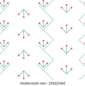 Embroidered seamless pattern on fabric, vector illustration.