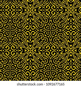 Embroidered seamless pattern. Prints for textiles. Handmade. Vector illustration.