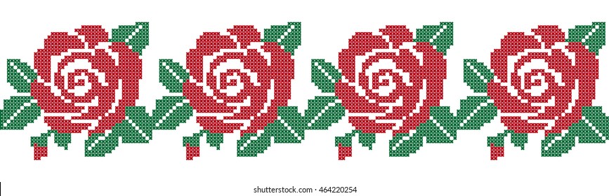 The embroidered seamless pattern with roses