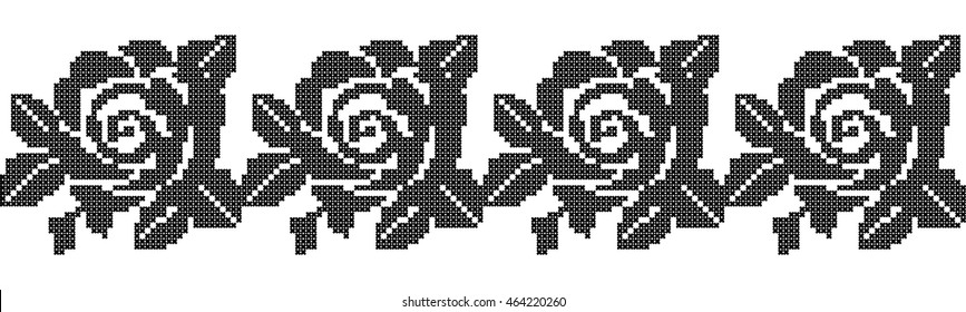 The embroidered seamless pattern with roses