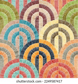 Embroidered seamless wavy pattern. Ornament for home textiles, carpets, pillows, blankets. Vector illustration.