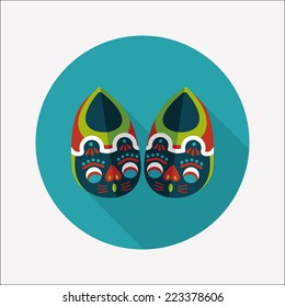 Embroidered shoes flat icon with long shadow,eps10 