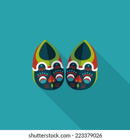 Embroidered shoes flat icon with long shadow,eps10 