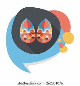 Embroidered shoes flat icon with long shadow,eps10 