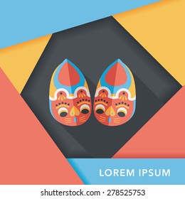 Embroidered shoes flat icon with long shadow,eps10 