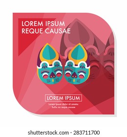 Embroidered shoes flat icon with long shadow,eps10 