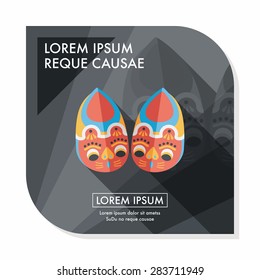 Embroidered shoes flat icon with long shadow,eps10 