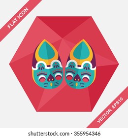 Embroidered shoes flat icon with long shadow,eps10 