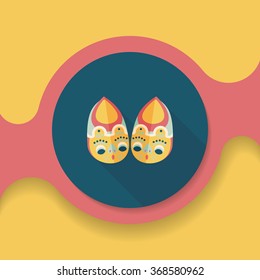 Embroidered shoes flat icon with long shadow,eps10 