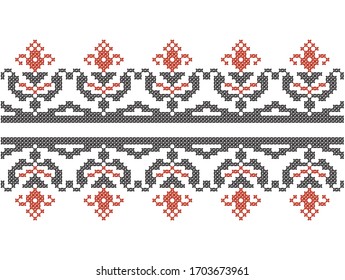 Embroidered slavic border, red and black ornament