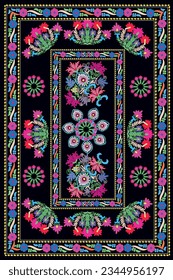 Embroidered style suzani pattern-traditional home interior element in Uzbekistan.