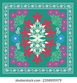 Embroidered style suzani pattern-traditional home interior element in Uzbekistan.