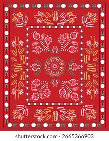 Embroidered style suzani pattern-traditional home interior element in Uzbekistan.