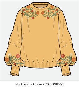 EMBROIDERED SWEATER FOR WOMEN AND TEENS