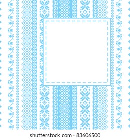 Embroidery abstract template frame, background in folk style