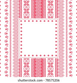 Embroidery abstract template frame for your design in folk style