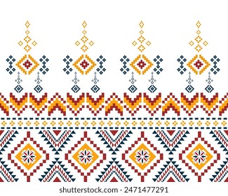 embroidery abstract Traditional geometric ethnic fabric pattern ornate elements with ethnic patterns design for textiles, rugs, clothing, sarong, scarf, batik, wrap, embroidery, print, curtain, carpet