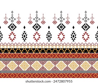 Patrón de tela étnica geométrica tradicional adornado Elementos con diseños étnicos para textiles, alfombras, ropa, sarong, bufanda, batik, abrigo, bordado, estampado, cortina, alfombra