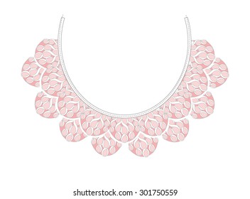 Embroidery, applique necklace in vector.