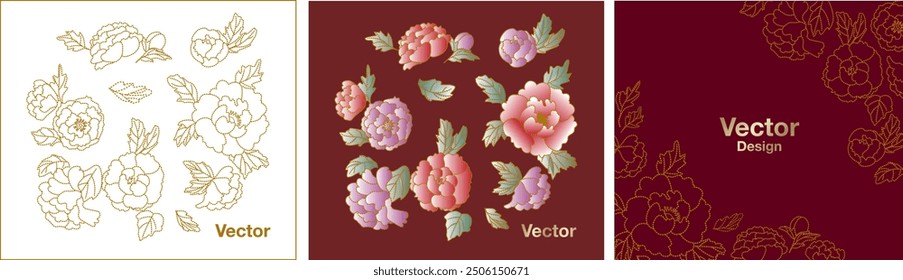 embroidery asia design orient abstract elements floral flower traditional