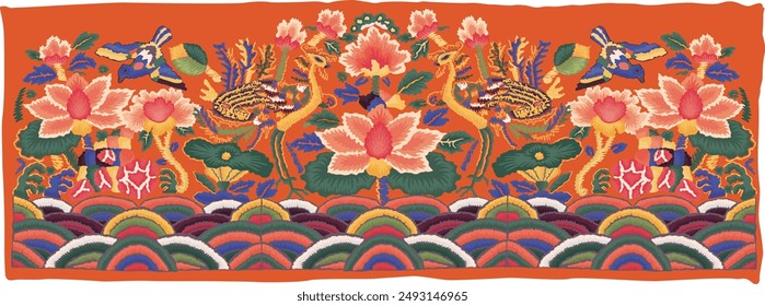 embroidery asia korea abstract elements floral flower tradition