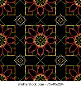 The embroidery background for the cover of a notebook or book vector illustration. Seamless pattern.