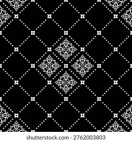 Embroidery Baroque vector seamless pattern. Grunge floral background. Wallpaper. Embroidered gold damask flowers, scroll leaves, swirls.  Tapestry antique ornaments. Design in baroque Victorian style
