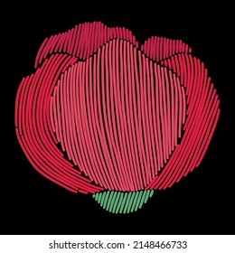 Embroidery beautiful flower constructor. Vector handmade floral ornament on dark background. Embroidery for fashion products. Elegant tiled design, best for print fabric or papper and more.