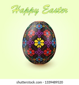 Embroidery Best Easter World Egg. Egg with ornament like handmade cross-stitch ethnic Ukraine pattern. Template for gift card, brochure, flyer, magazine cover. Pysanka ornament.