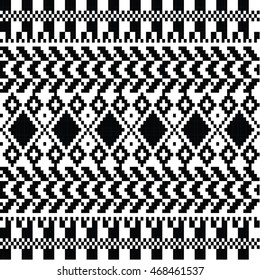 embroidery black vintage seamless pattern