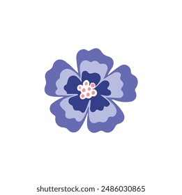 Embroidery blue small wildflower cornflower, vector illustration