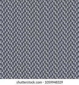 Embroidery in blue and white with a pattern composed of zigzags, stripes and broken vertical lines. Decorative geometric textured background. Vector illustration.