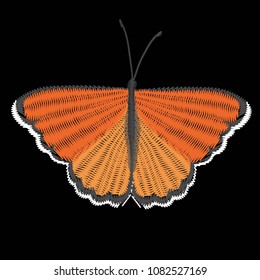 embroidery butterfly design for clothing. insect vector decoration. isolated