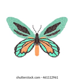 embroidery butterfly design for clothing. isolated insect vector decoration