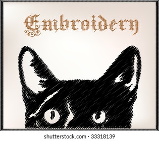 embroidery cat