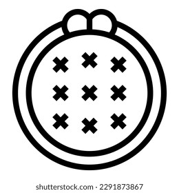 Vector de contorno de icono de círculo de bordado. Arte de artesanía
