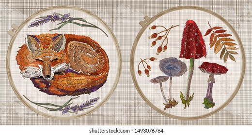 Embroidery Mushrooms High Res Stock Images Shutterstock