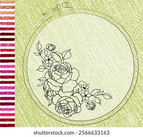 Embroidery collection. Template tambour frame with a canvas, elements from stitches. Fashionable template for design of clothes, t-shirt design...