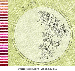 Embroidery collection. Template tambour frame with a canvas, elements from stitches. Fashionable template for design of clothes, t-shirt design...