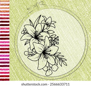 Embroidery collection. Template tambour frame with a canvas, elements from stitches. Fashionable template for design of clothes, t-shirt design...