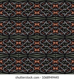 Embroidery colorful pattern with geometric ornament.