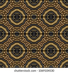 Embroidery colorful pattern with geometric ornament.