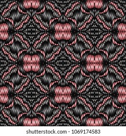 Embroidery colorful pattern with geometric ornament.
