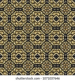 Embroidery colorful pattern with geometric ornament.