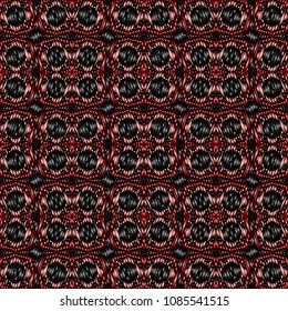 Embroidery colorful pattern with geometric ornament.