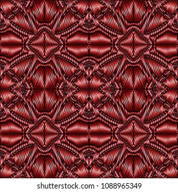 Embroidery colorful pattern with geometric ornament.