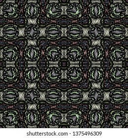 Embroidery colorful pattern with geometric ornament. - Vektor