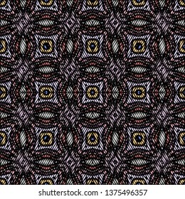 Embroidery colorful pattern with geometric ornament. - Vektor