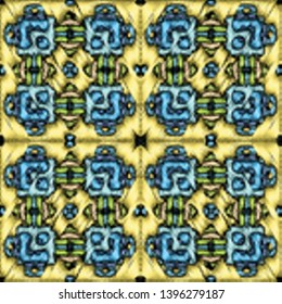 Embroidery colorful pattern with geometric ornament. - Vektor